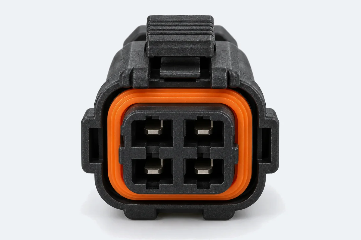 正面から見たAquaLock X（4極モデル）。シールとロックをコンパクトなハウジングに集約